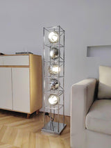 Modern Tower of Spheres Floor Lamp Chrome Geometric Lighting with Glass Globes