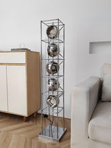 Modern Tower of Spheres Floor Lamp Chrome Geometric Lighting with Glass Globes