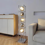 Modern Tower of Spheres Floor Lamp Chrome Geometric Lighting with Glass Globes