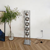 Modern Tower of Spheres Floor Lamp Chrome Geometric Lighting with Glass Globes