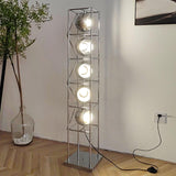 Modern Tower of Spheres Floor Lamp Chrome Geometric Lighting with Glass Globes