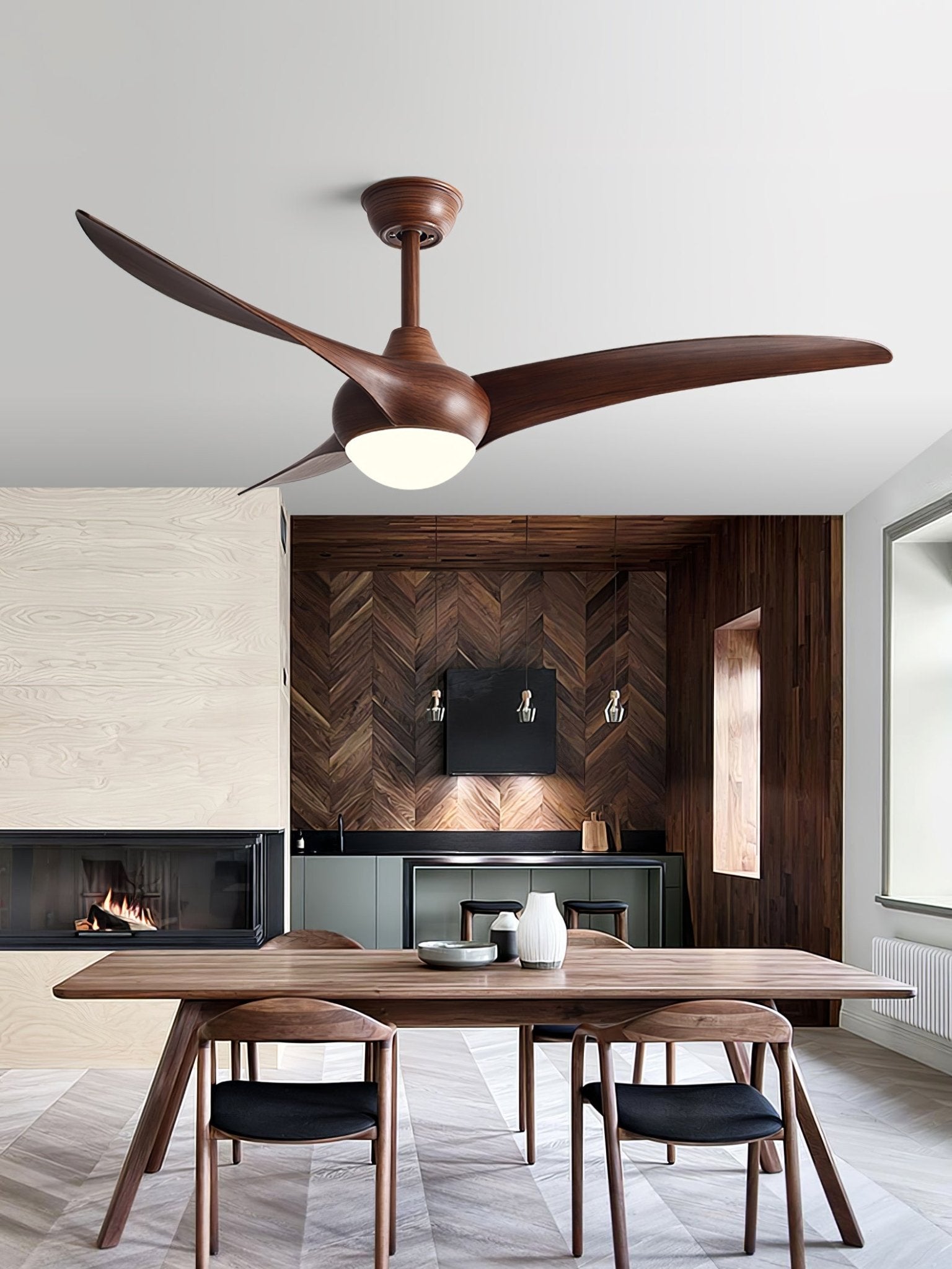 Traditional 52 Inch LED Ceiling Fan with Integrated Light and Remote Control