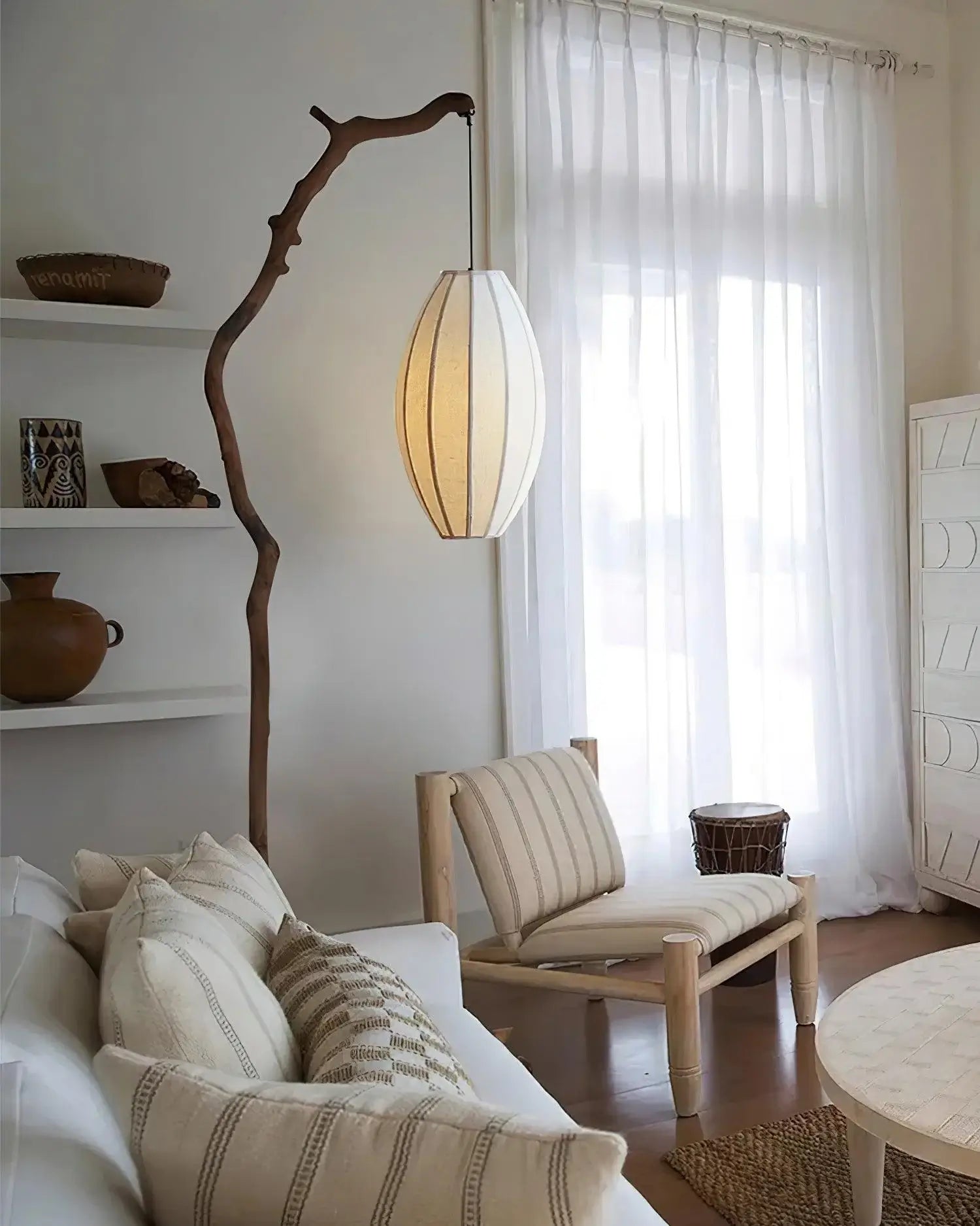 sculptural-tree-branch-standing-floor-lamp-with-elegant-fabric-lantern-shade