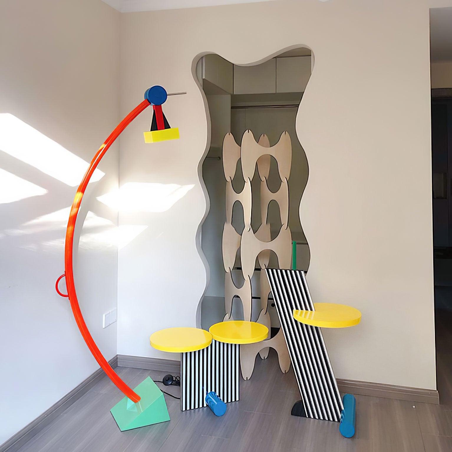 Modern Memphis Style Treetops Geometric Uplight Floor Lamp with Multi Color Finish