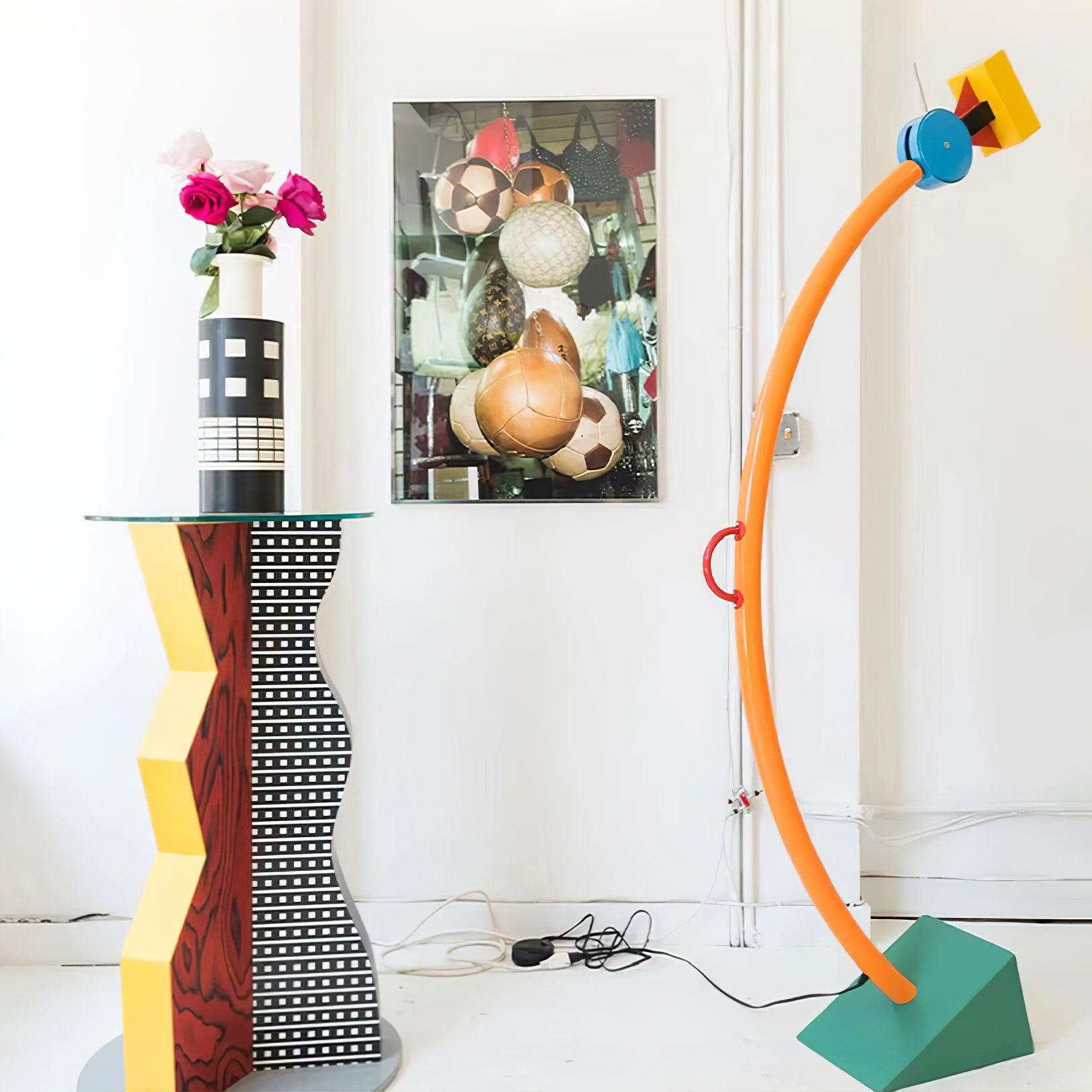 Modern Memphis Style Treetops Geometric Uplight Floor Lamp with Multi Color Finish