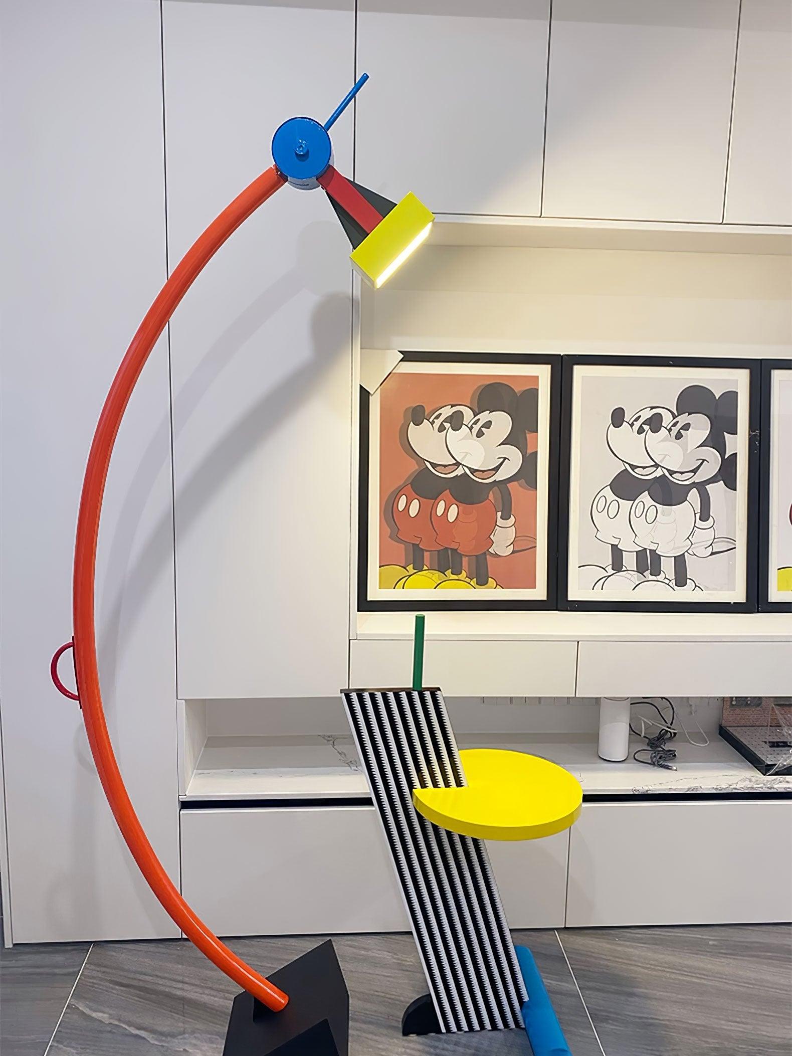 Modern Memphis Style Treetops Geometric Uplight Floor Lamp with Multi Color Finish