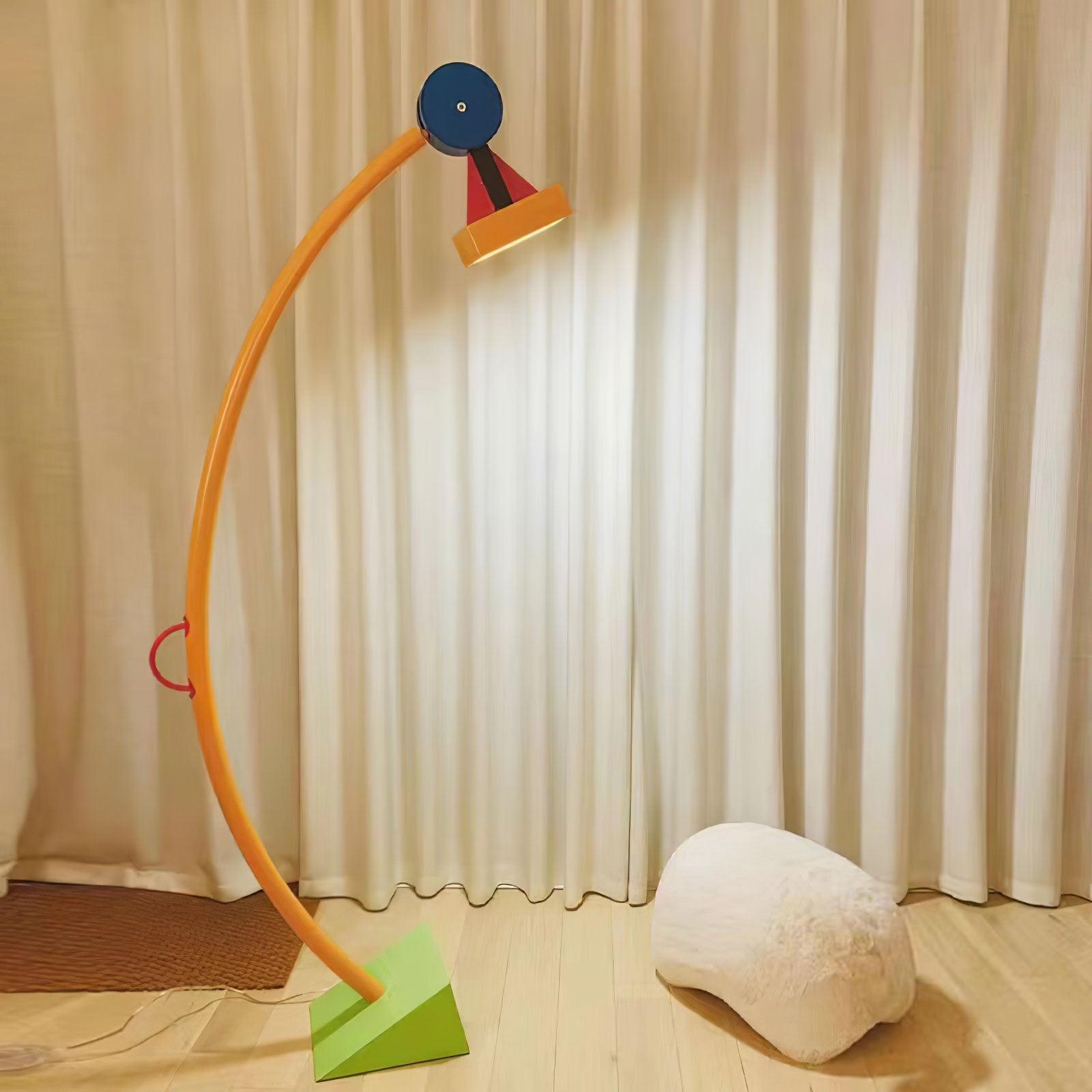 Modern Memphis Style Treetops Geometric Uplight Floor Lamp with Multi Color Finish