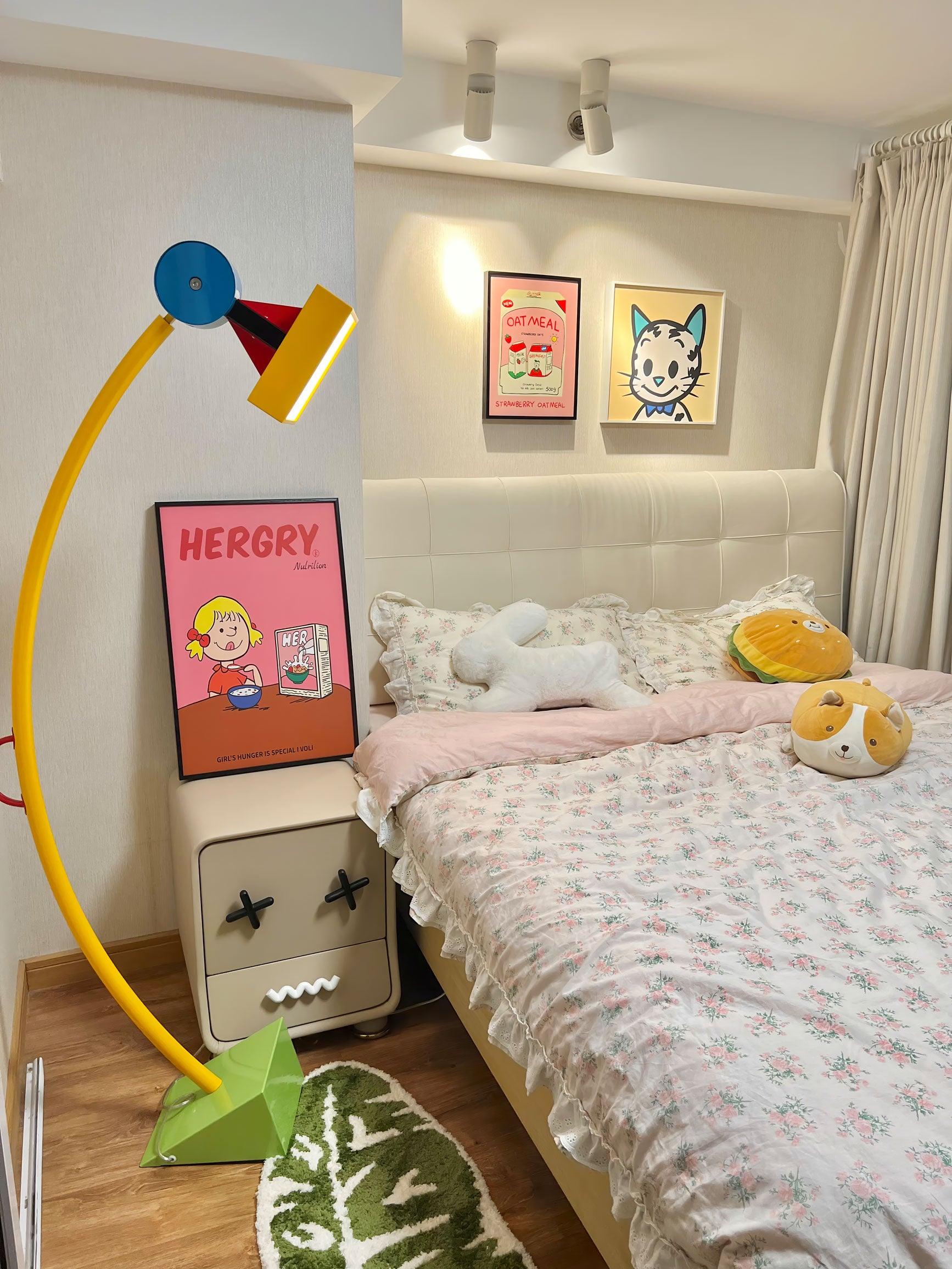 Modern Memphis Style Treetops Geometric Uplight Floor Lamp with Multi Color Finish