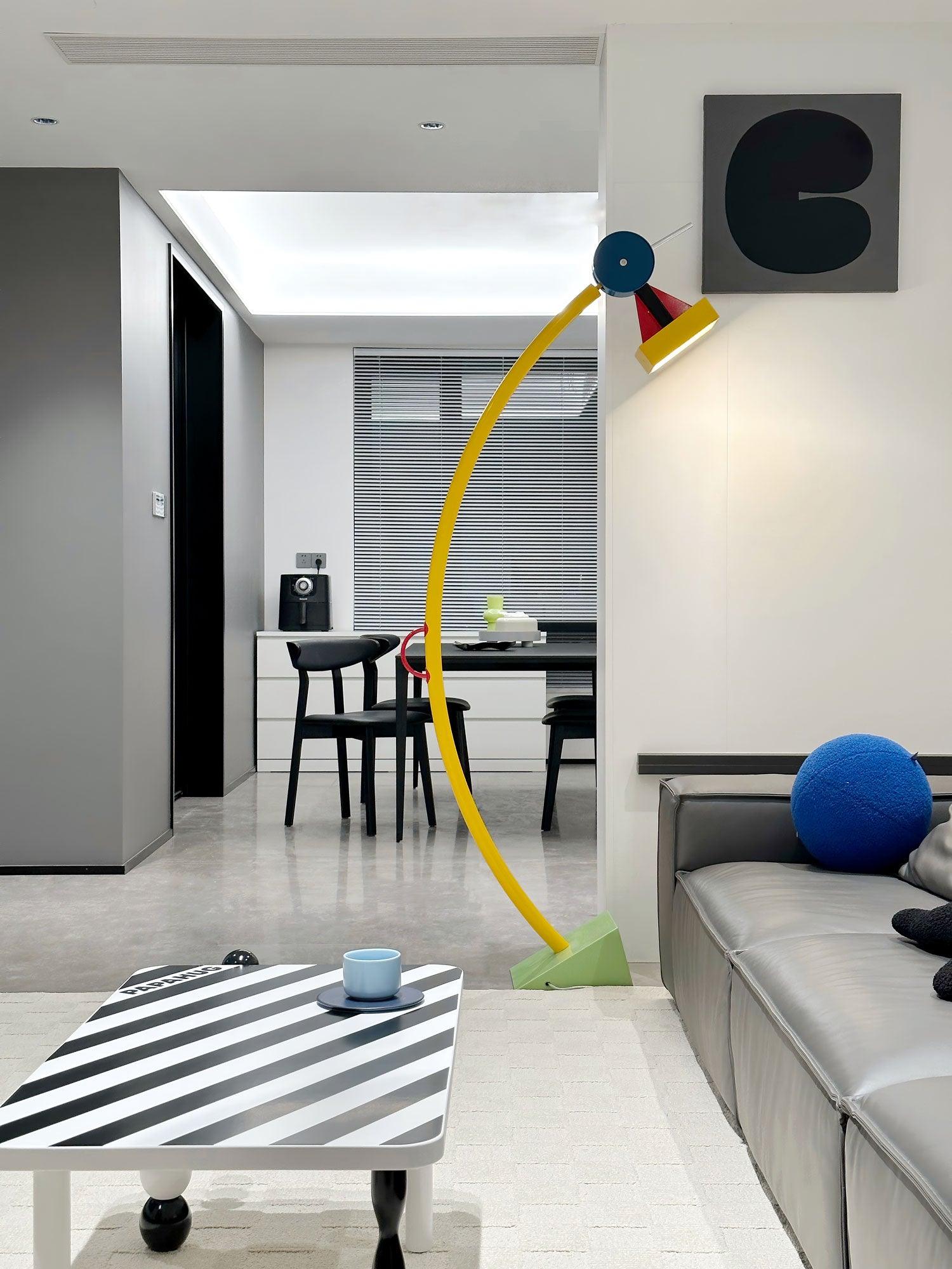 Modern Memphis Style Treetops Geometric Uplight Floor Lamp with Multi Color Finish