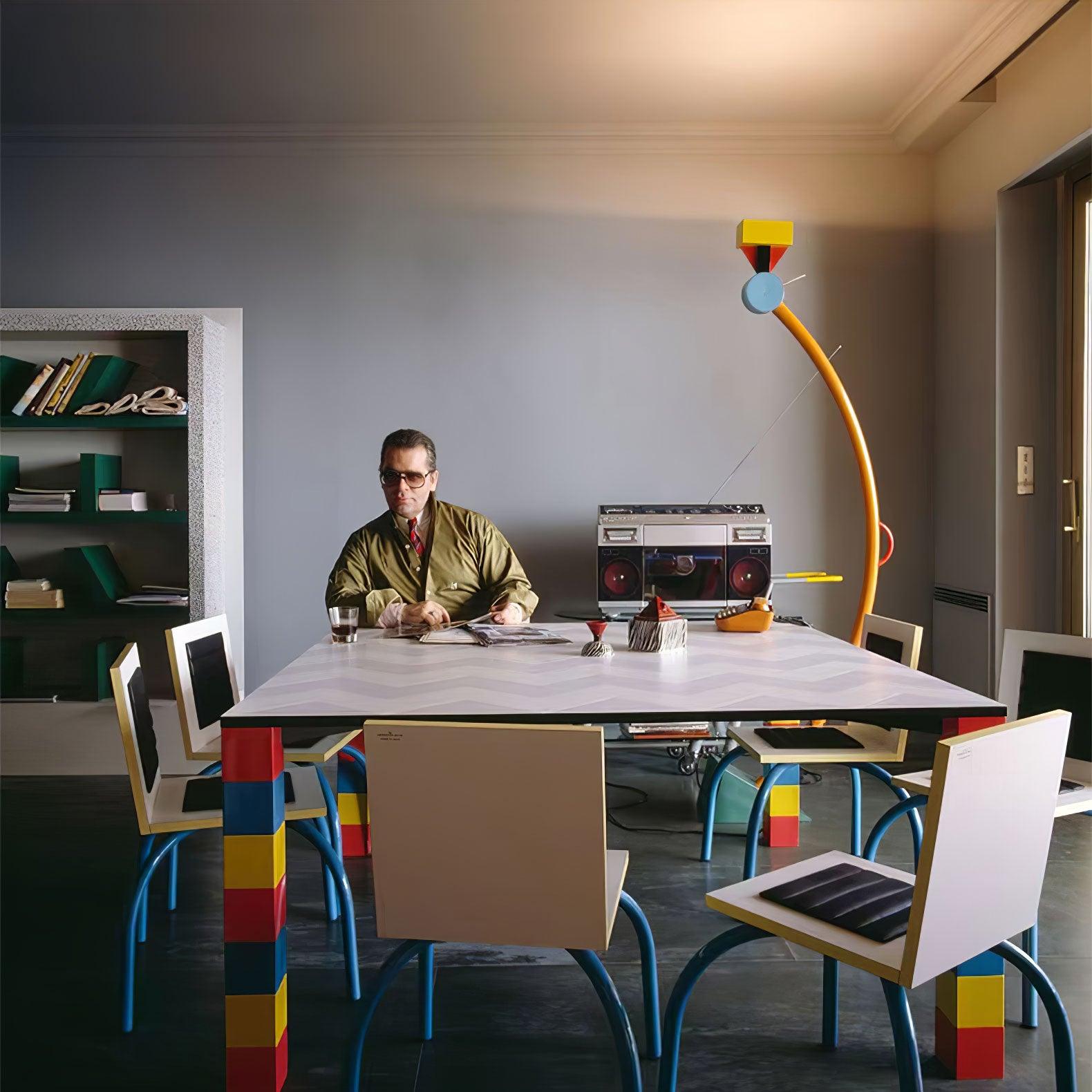 Modern Memphis Style Treetops Geometric Uplight Floor Lamp with Multi Color Finish