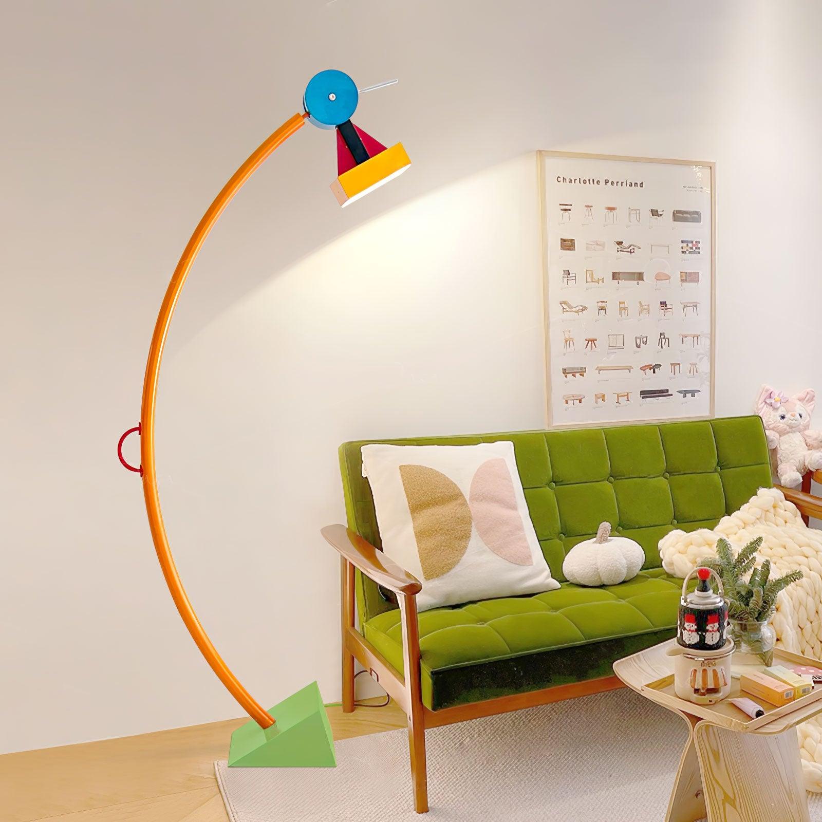 Modern Memphis Style Treetops Geometric Uplight Floor Lamp with Multi Color Finish