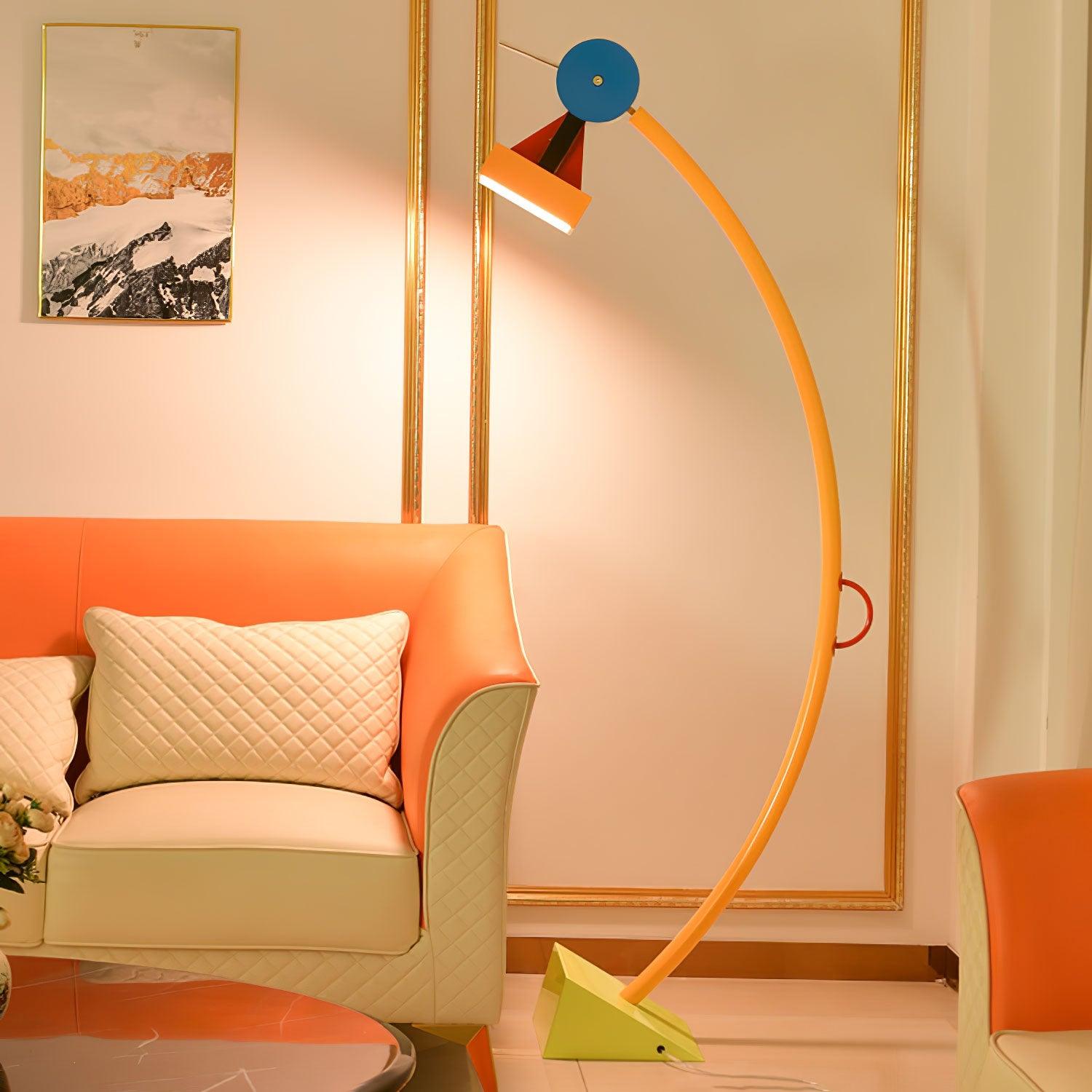 Modern Memphis Style Treetops Geometric Uplight Floor Lamp with Multi Color Finish
