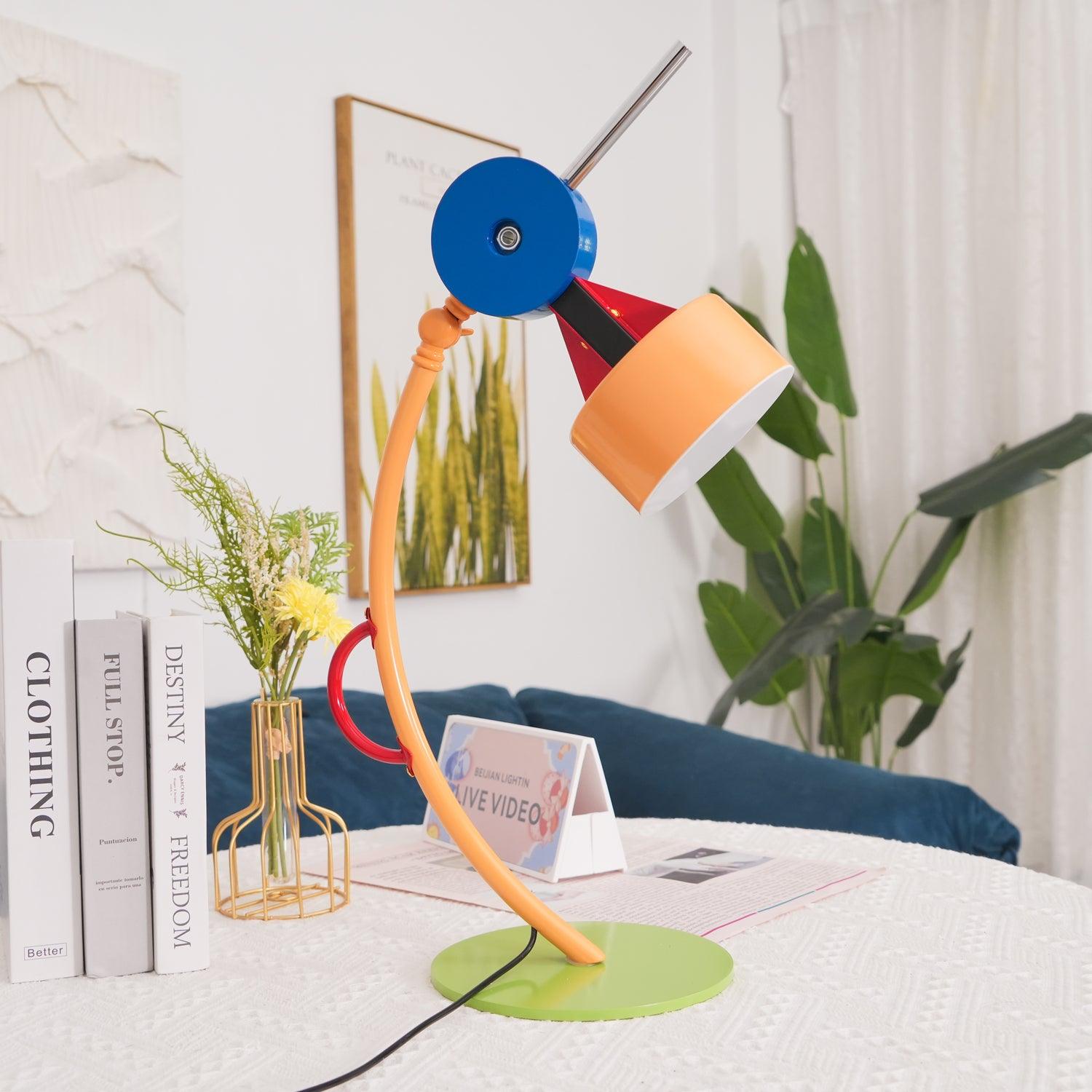 Modern Memphis Style Colorful Geometric LED Table Lamp with Stepless Dimming Control