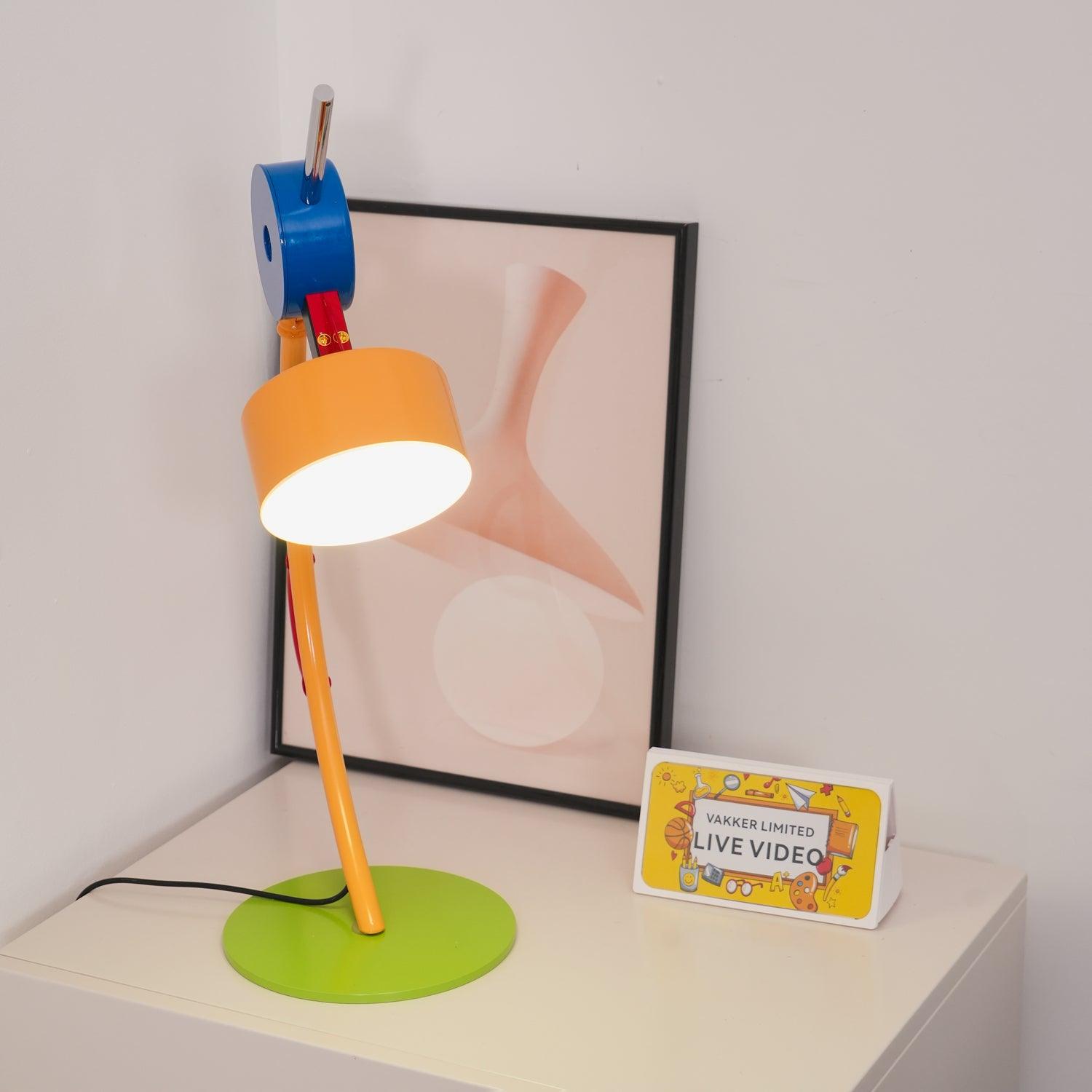 Modern Memphis Style Colorful Geometric LED Table Lamp with Stepless Dimming Control