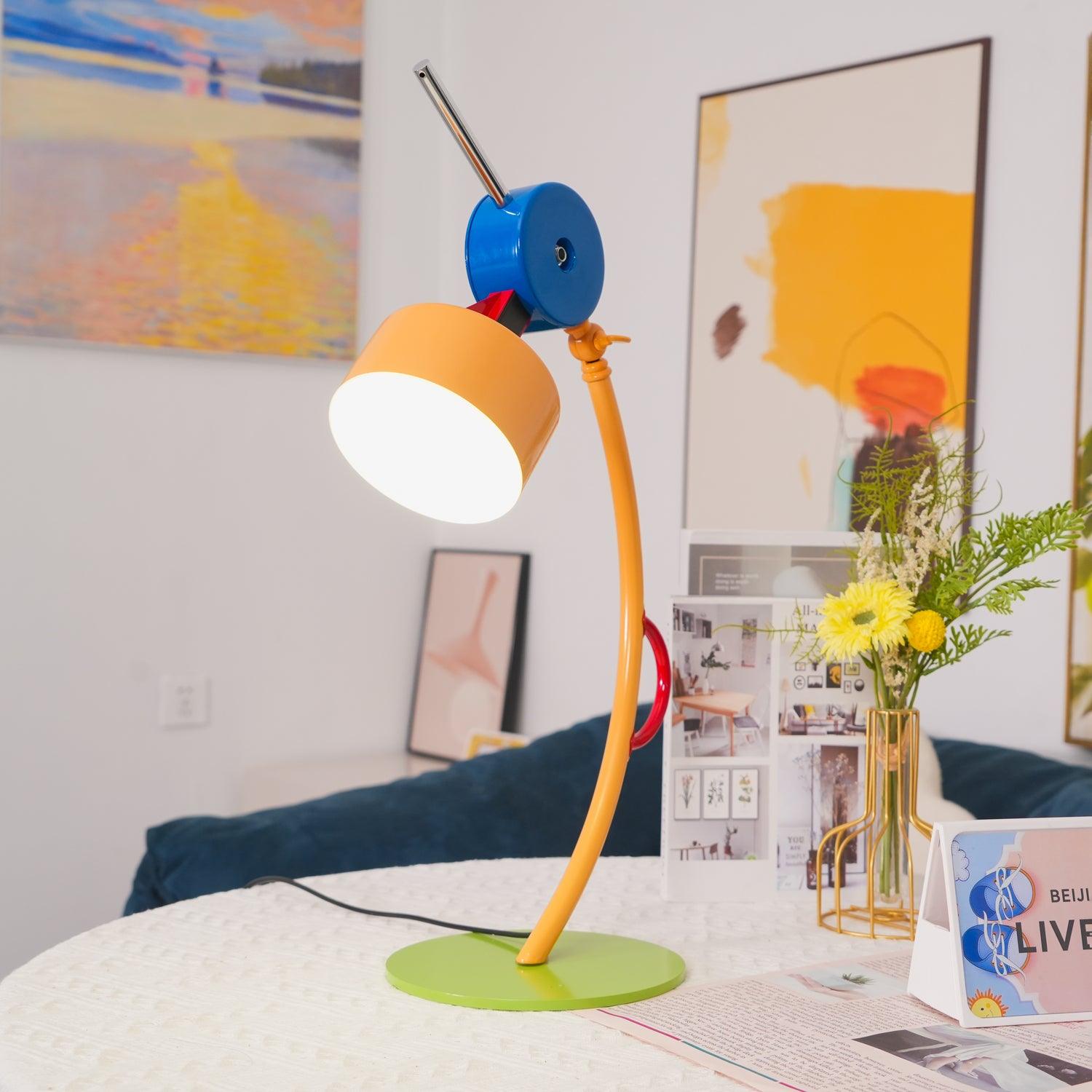 Modern Memphis Style Colorful Geometric LED Table Lamp with Stepless Dimming Control