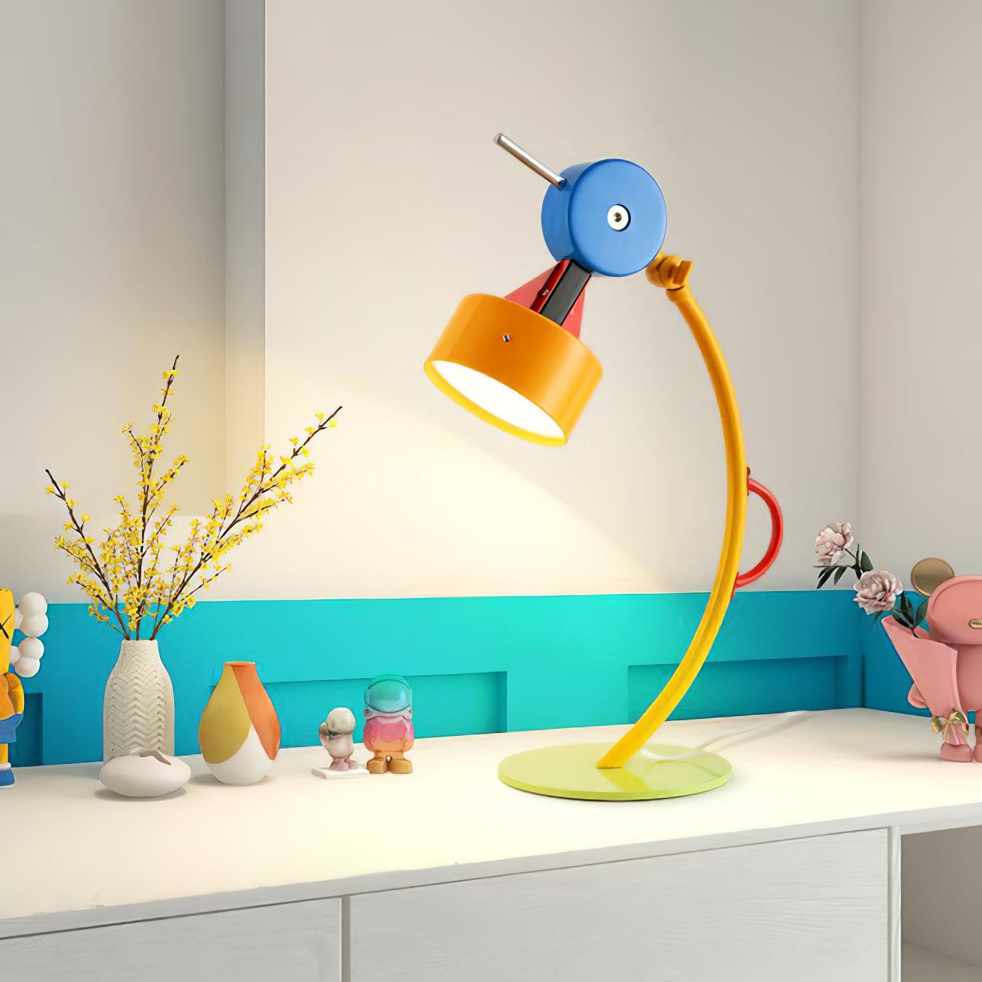 Modern Memphis Style Colorful Geometric LED Table Lamp with Stepless Dimming Control