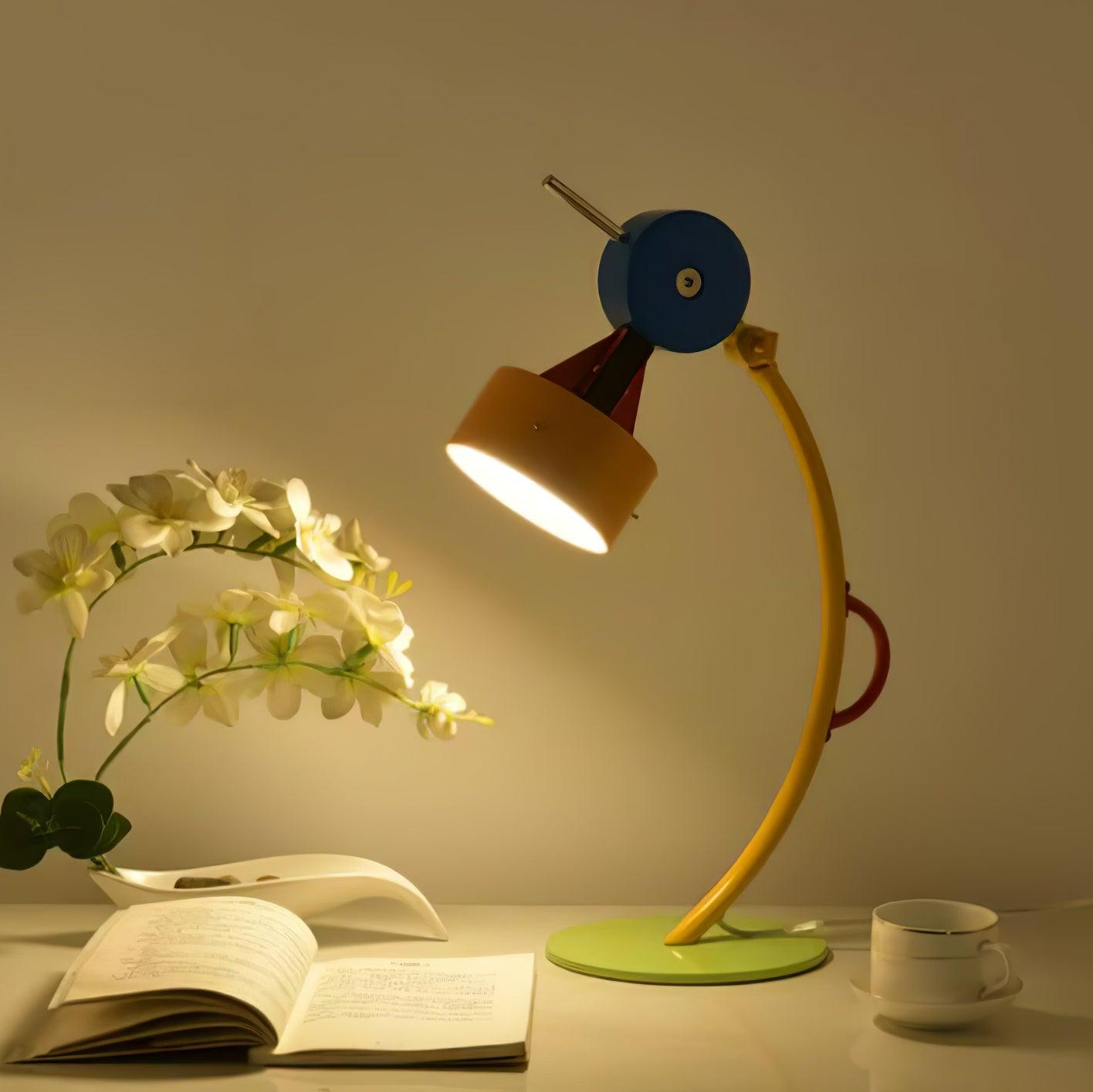 Modern Memphis Style Colorful Geometric LED Table Lamp with Stepless Dimming Control