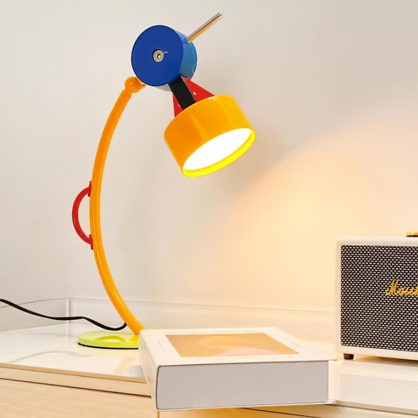 Modern Memphis Style Colorful Geometric LED Table Lamp with Stepless Dimming Control