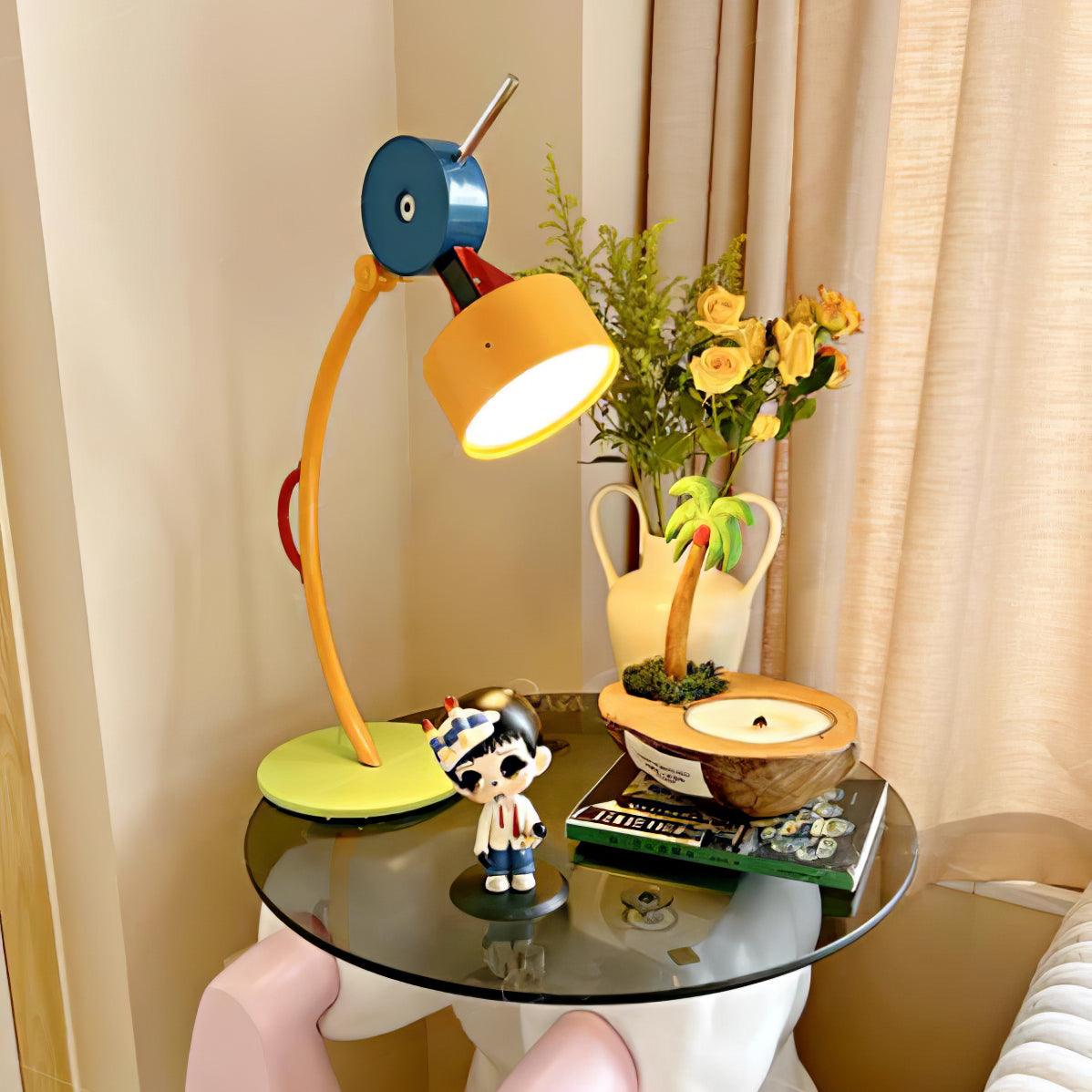 Modern Memphis Style Colorful Geometric LED Table Lamp with Stepless Dimming Control
