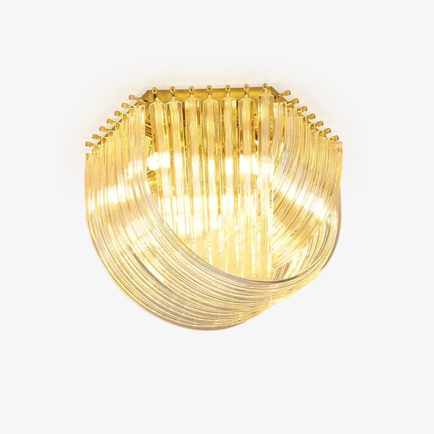 Trevi Murano Glass Drop Flush Mount Ceiling Light Luxury Art Deco Gold Chandelier