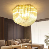 Trevi Murano Glass Drop Flush Mount Ceiling Light Luxury Art Deco Gold Chandelier
