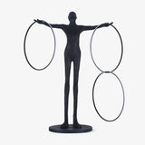 Modern Abstract Figurative Floor Lamp with Triple LED Rings Art Sculpture Standing Light