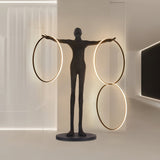 Modern Abstract Figurative Floor Lamp with Triple LED Rings Art Sculpture Standing Light