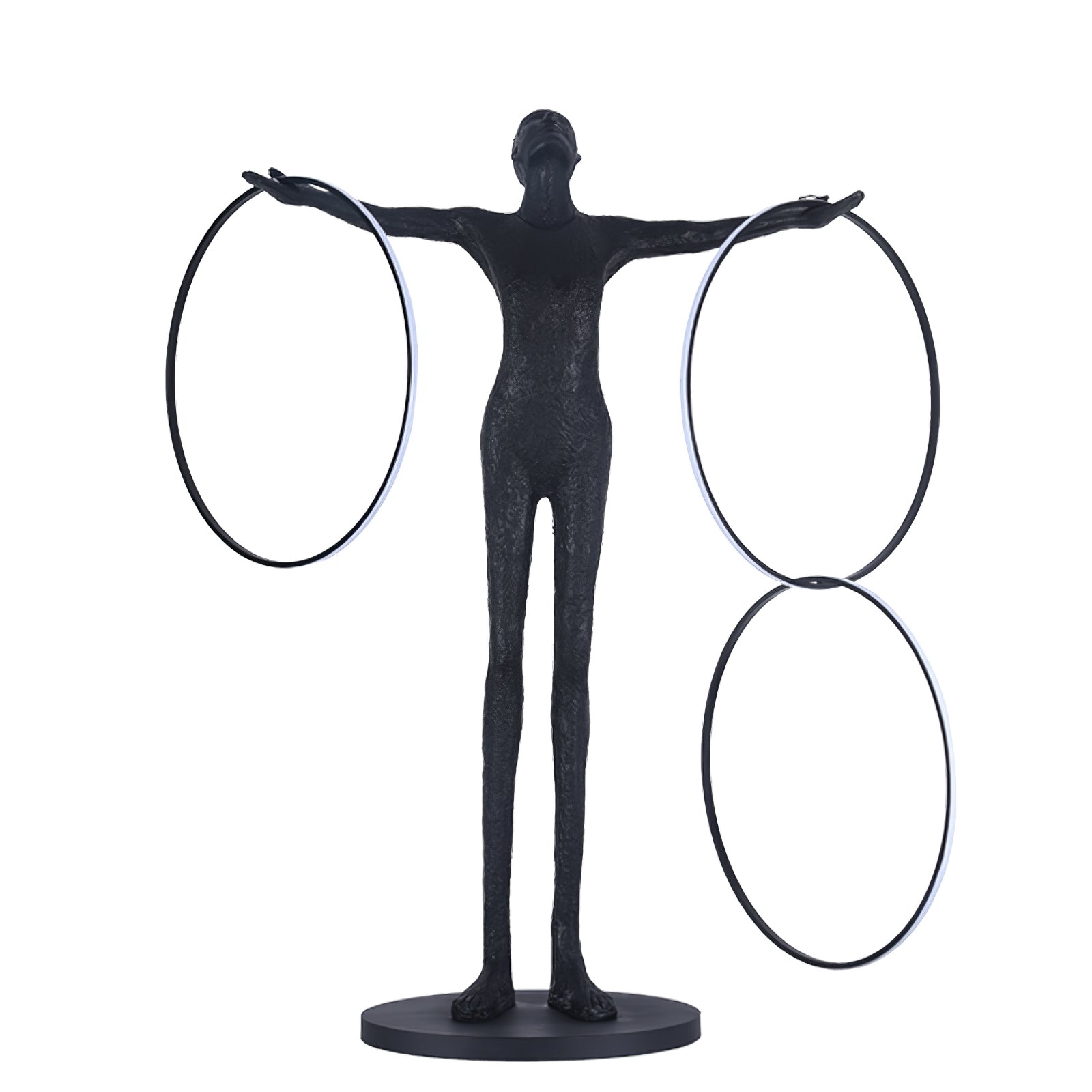 Modern Abstract Figurative Floor Lamp with Triple LED Rings Art Sculpture Standing Light