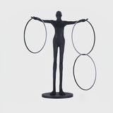 Modern Abstract Figurative Floor Lamp with Triple LED Rings Art Sculpture Standing Light
