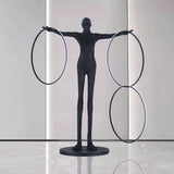 Modern Abstract Figurative Floor Lamp with Triple LED Rings Art Sculpture Standing Light