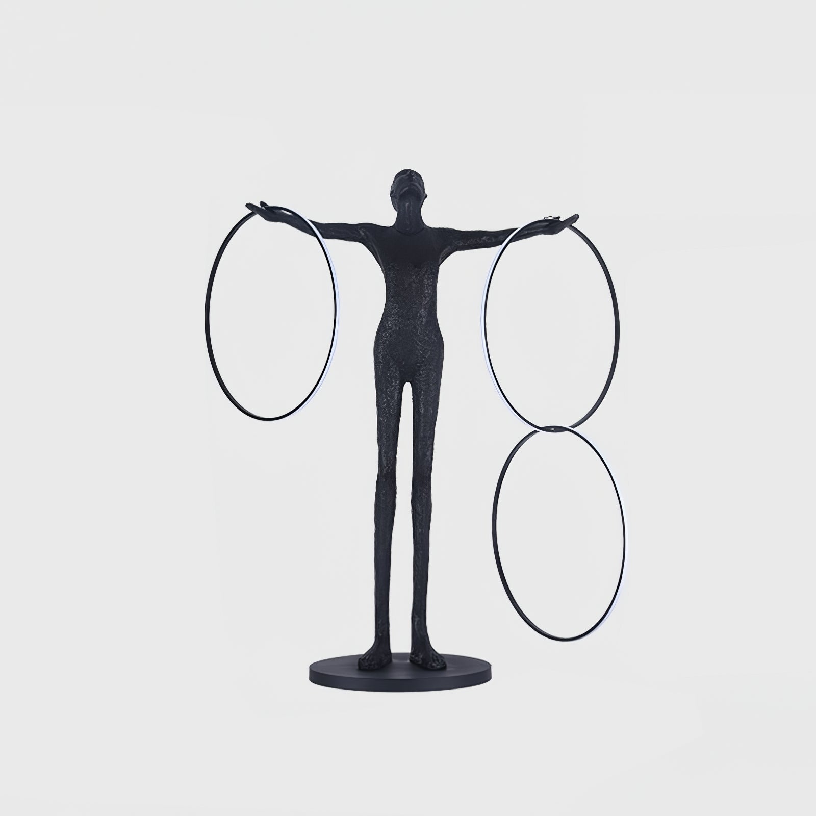 Modern Abstract Figurative Floor Lamp with Triple LED Rings Art Sculpture Standing Light