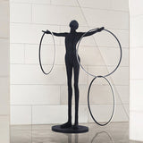 Modern Abstract Figurative Floor Lamp with Triple LED Rings Art Sculpture Standing Light