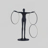 Modern Abstract Figurative Floor Lamp with Triple LED Rings Art Sculpture Standing Light