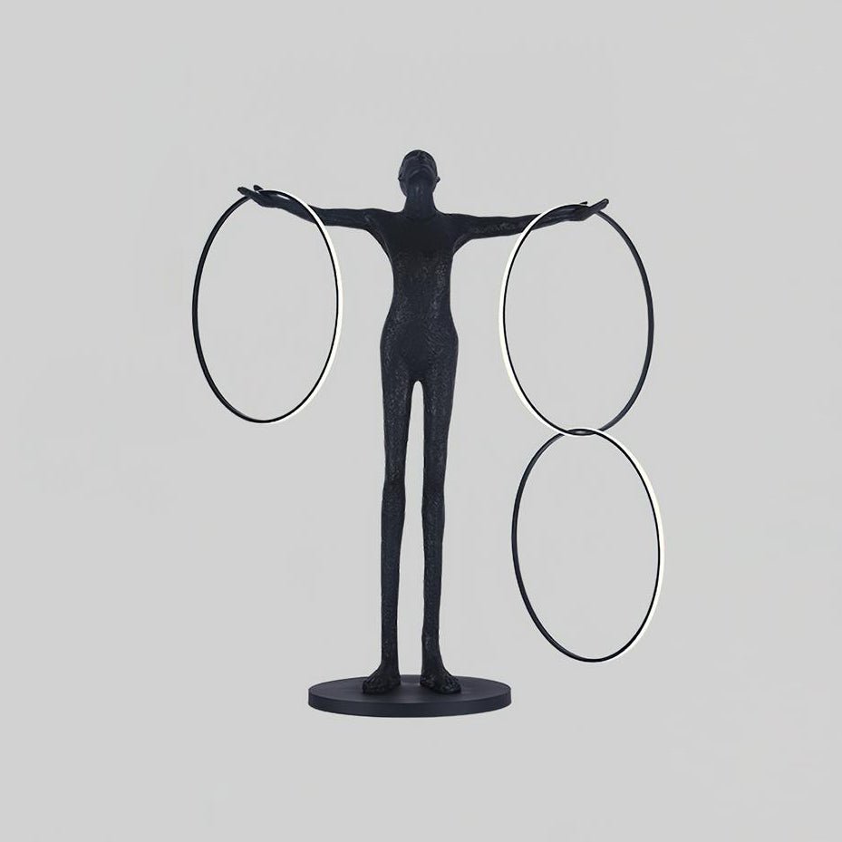 Modern Abstract Figurative Floor Lamp with Triple LED Rings Art Sculpture Standing Light