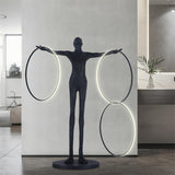 Modern Abstract Figurative Floor Lamp with Triple LED Rings Art Sculpture Standing Light