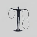 Modern Abstract Figurative Floor Lamp with Triple LED Rings Art Sculpture Standing Light