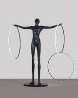 Modern Abstract Figurative Floor Lamp with Triple LED Rings Art Sculpture Standing Light