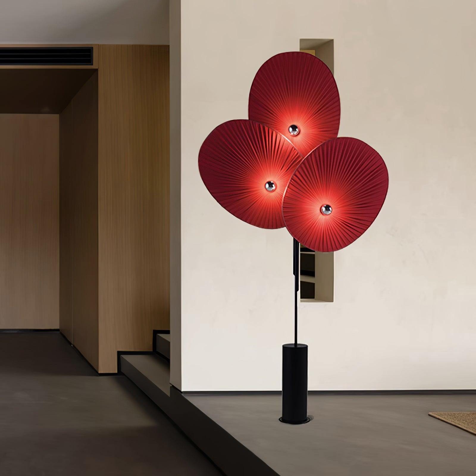 Modern Triple Floral Standing Lamp Multi Color Petal Shades for Living Room and Office