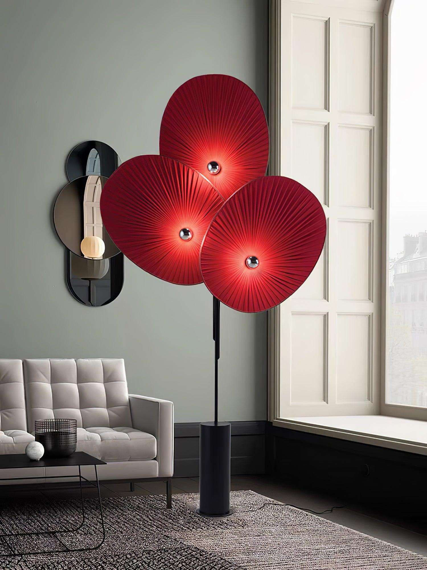 Modern Triple Floral Standing Lamp Multi Color Petal Shades for Living Room and Office