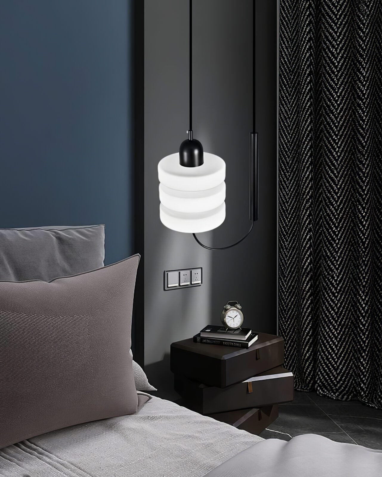 modern-triple-puck-led-pendant-light-with-ice-glazed-glass-diffuser-and-machined-iron-base