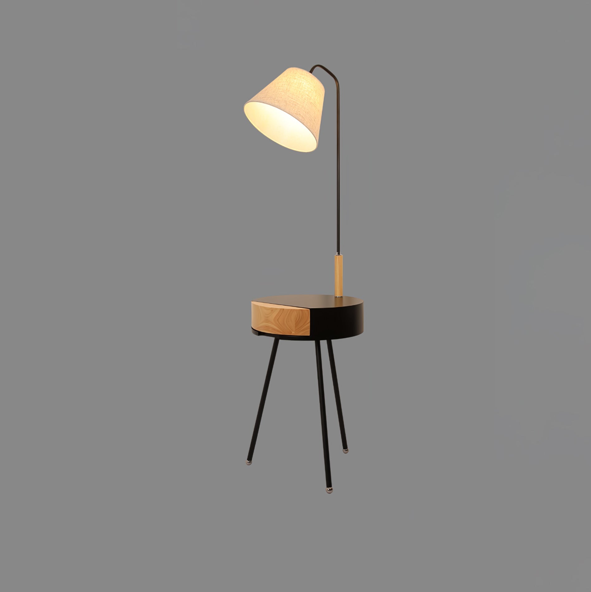 Nordic Wood Tripod Floor Lamp with White Linen Shade for Modern Living Rooms