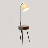 Nordic Wood Tripod Floor Lamp with White Linen Shade for Modern Living Rooms