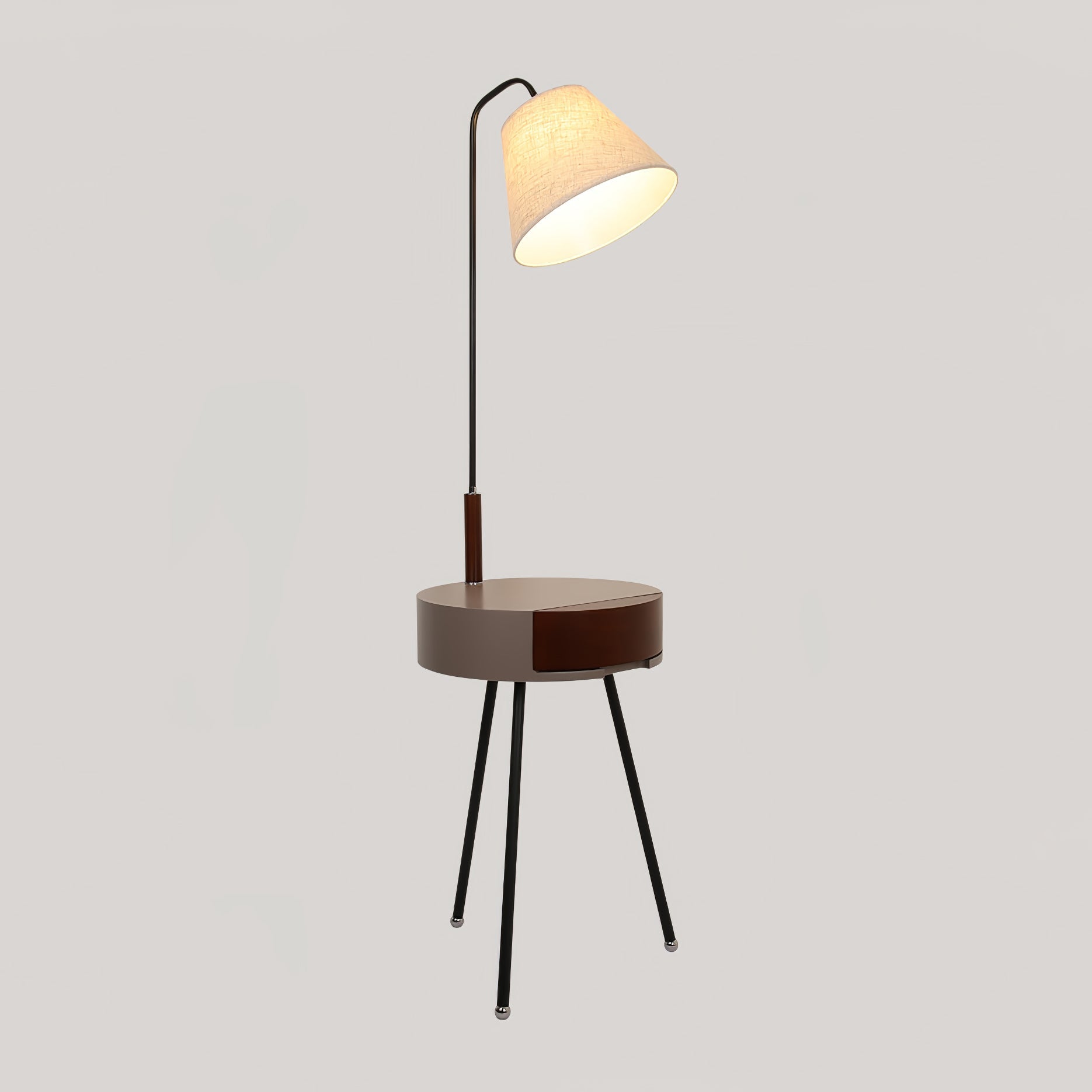Nordic Wood Tripod Floor Lamp with White Linen Shade for Modern Living Rooms