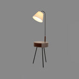 Nordic Wood Tripod Floor Lamp with White Linen Shade for Modern Living Rooms