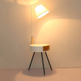 Nordic Wood Tripod Floor Lamp with White Linen Shade for Modern Living Rooms