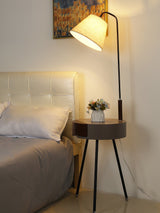 Nordic Wood Tripod Floor Lamp with White Linen Shade for Modern Living Rooms