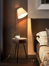 Nordic Wood Tripod Floor Lamp with White Linen Shade for Modern Living Rooms