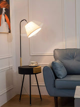Nordic Wood Tripod Floor Lamp with White Linen Shade for Modern Living Rooms