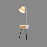 Nordic Wood Tripod Floor Lamp with White Linen Shade for Modern Living Rooms