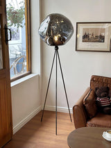 Modern Tripod Rock Lava Floor Lamp with Molten Acrylic Shade Standing Light